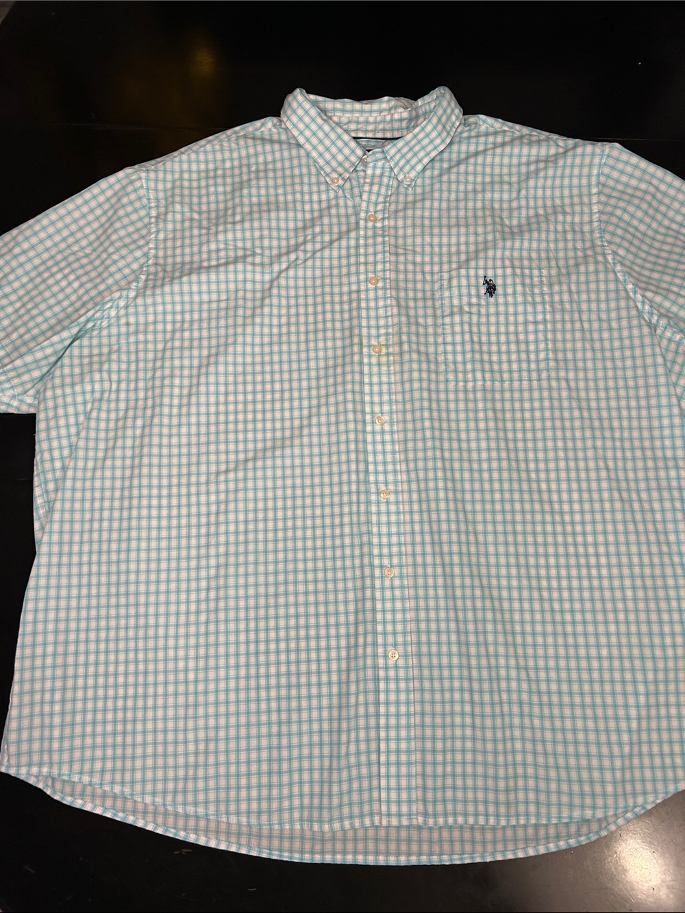 U.S. Polo Assn. light blue and White Check plaid lightweight Button-Down Shirt